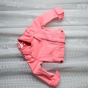 Toddler Denim Hot Pink Zip Up Moto Jacket Kid Sz4T